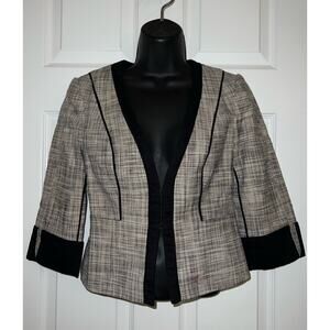 The Limited Womens Tweed Gray Black Short 3/4 Sleeve Button Jacket Blazer Sz XS